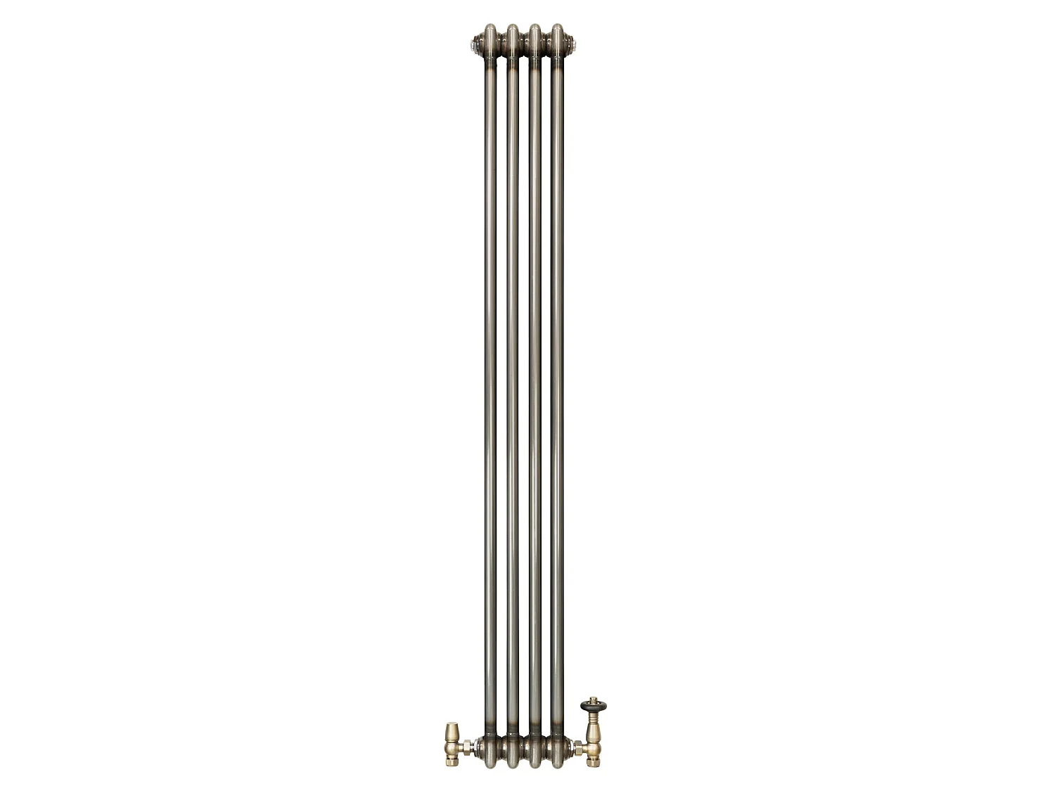 Tradisjonell 2-kolonne radiator og ventiler - 1500 x 200 mm - Råmetall
