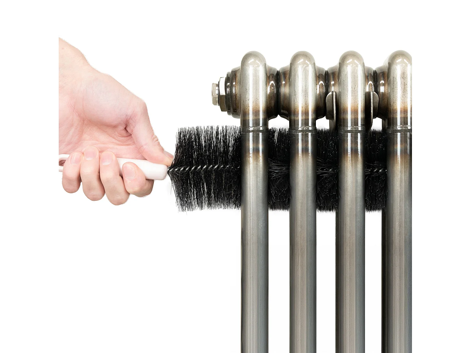 Tradisjonell 2-kolonne radiator og ventiler - 1500 x 200 mm - Råmetall