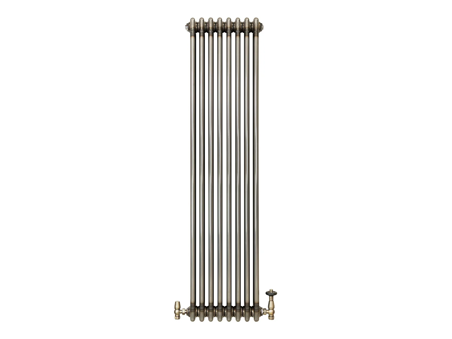 Tradisjonell 3-kolonne radiator og ventiler - 1500 mm x 380 mm - Råmetall