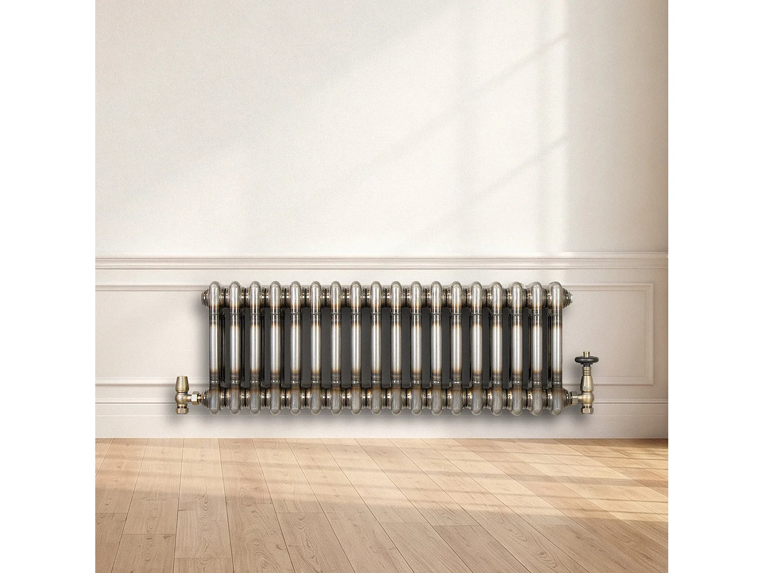Klassischer 2-Säulen-Heizkörper mit TRV  – 300 x 830 mm – Rohmetall
