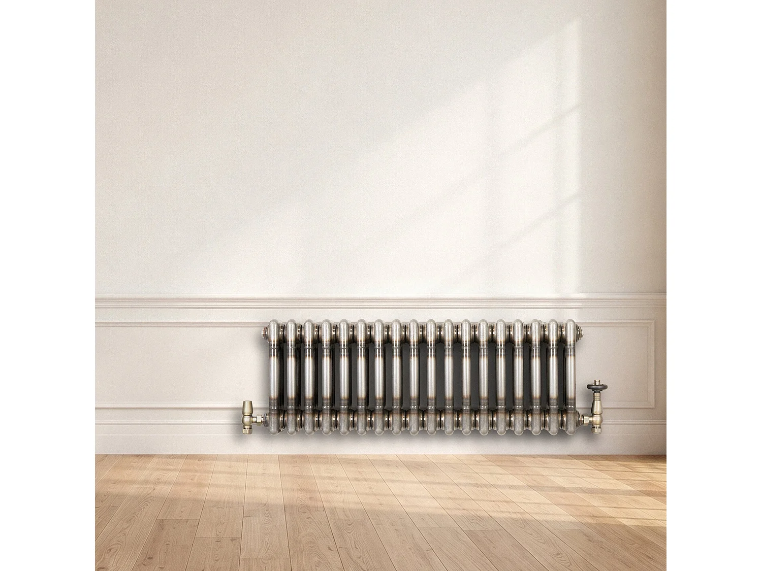 Klassischer 3-Säulen-Heizkörper mit TRV – 300 x 830 mm - Rohmetall