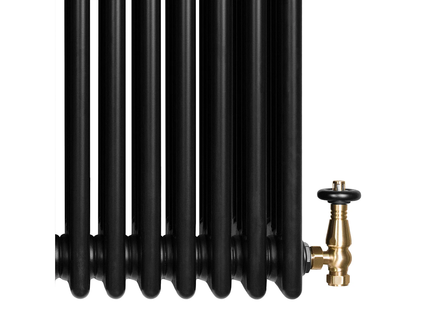 Radiador Horizontal 4 Columnas Negro 600x425 mm con Válvulas Termostáticas  Radiador Tradicional de Acero, 523W,   Incluye Soportes, Kit y Cepillo