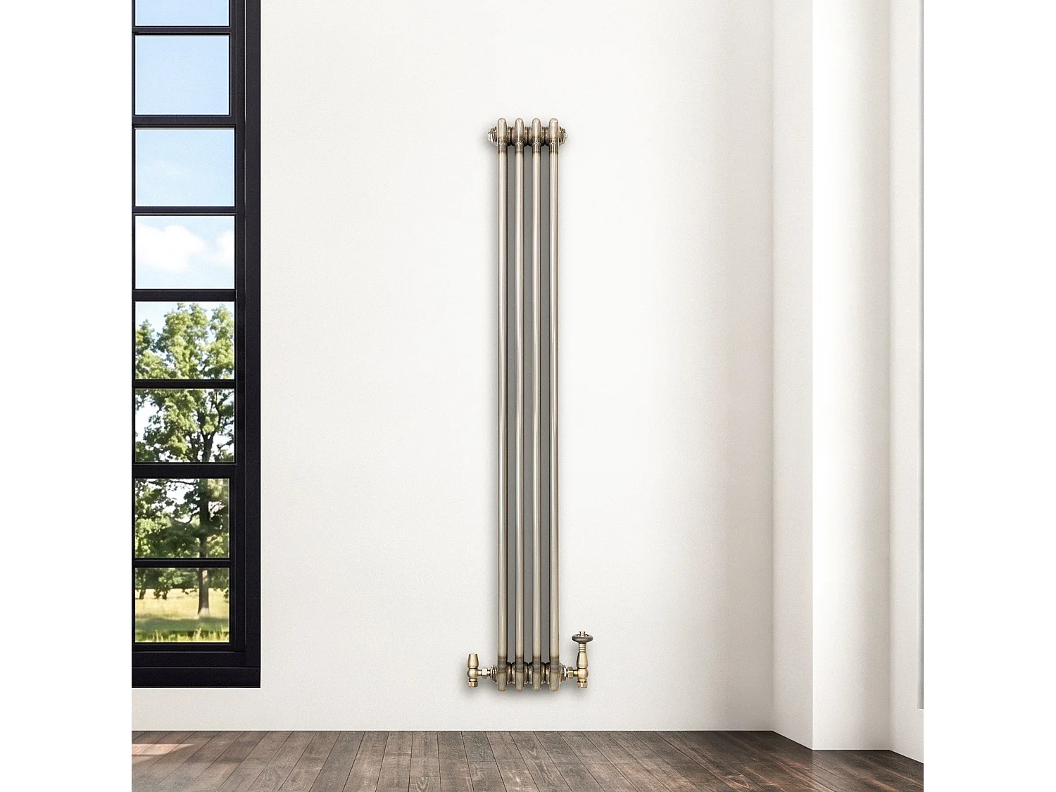 Tradičný 3-stĺpcový radiátor - 1500 x 200 mm - surový kov