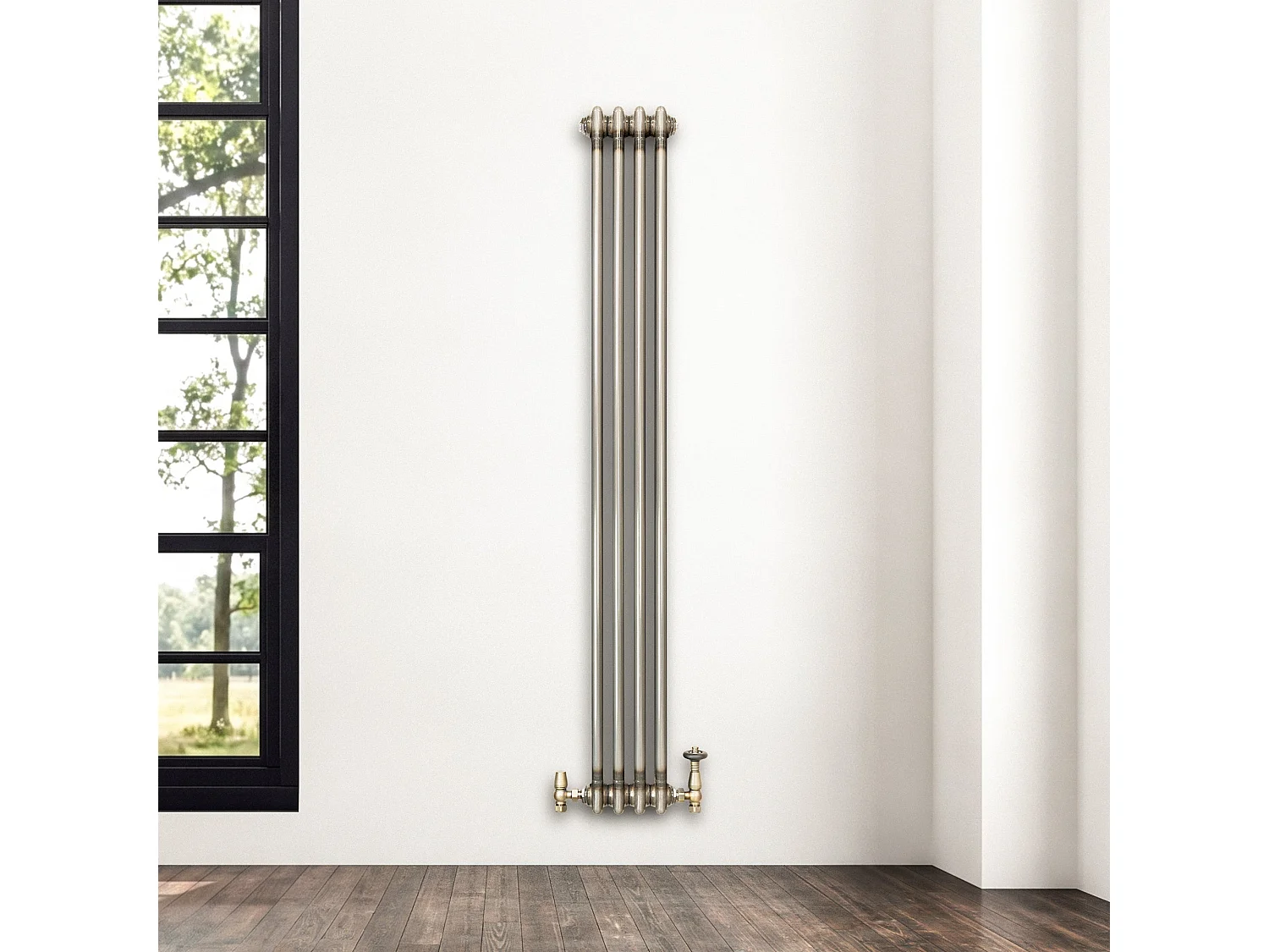 Tradičný 2-stĺpcový radiátor - 1500 x 200 mm - surový kov