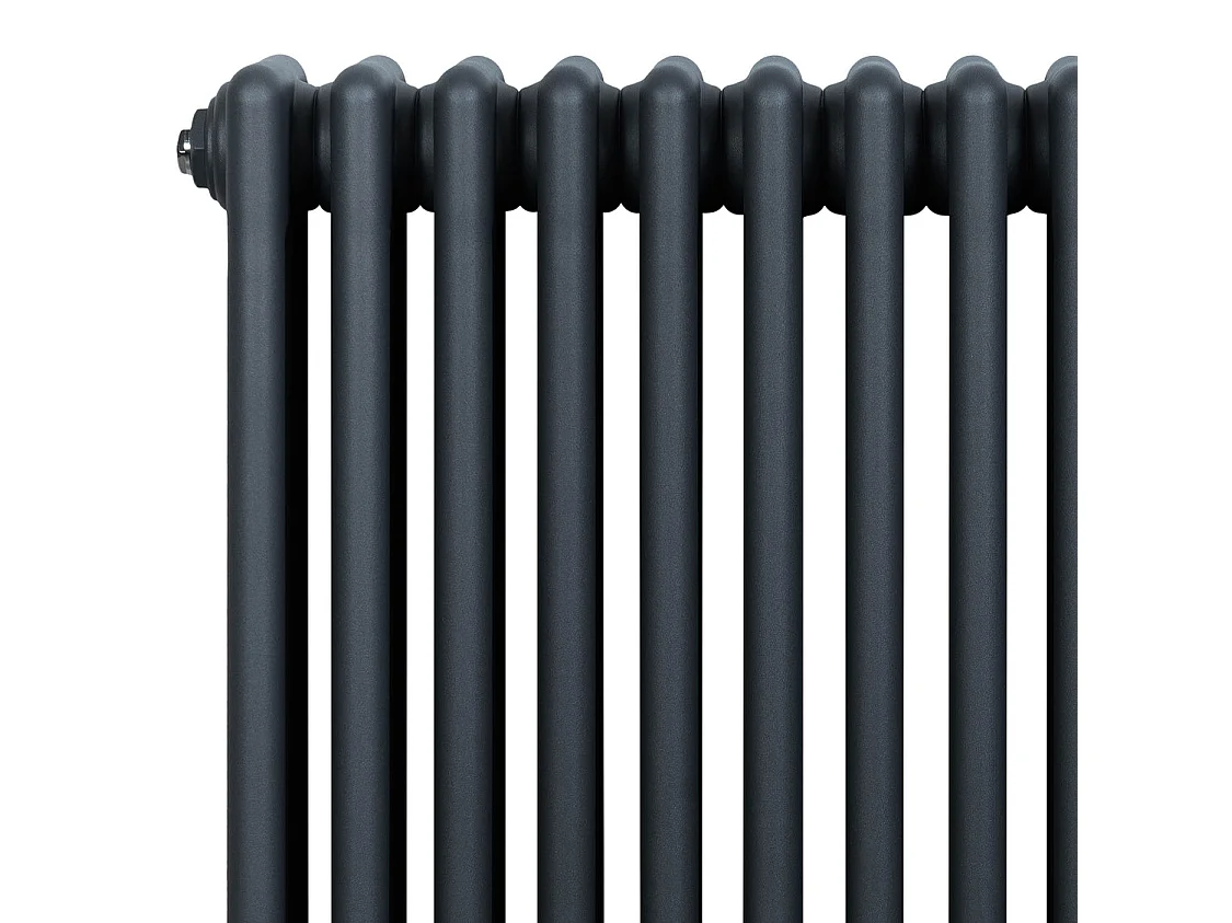 Radiador Horizontal 4 Columnas Gris Antracita 600x425 mm con Válvulas Termostáticas  Radiador Tradicional de Acero, 523W,   Incluye Soportes, Kit y Cepillo