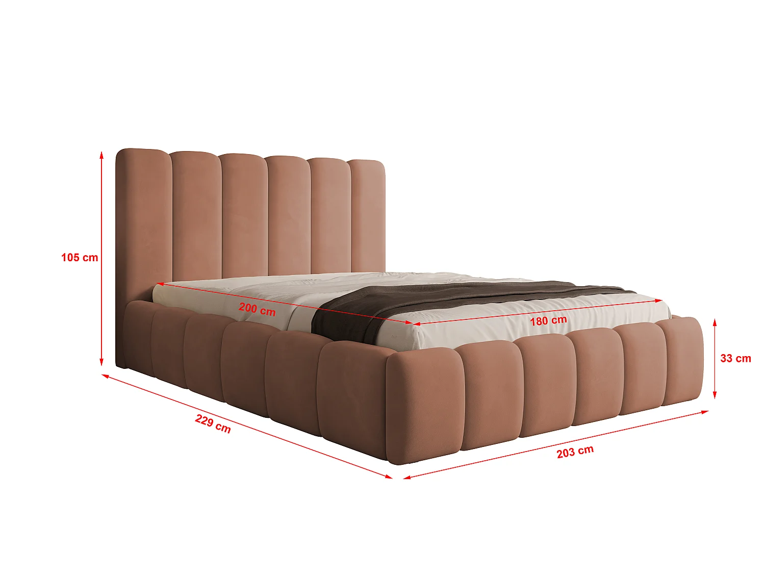 Polsterbett Vilo 180x200 mit Bettkasten und Stabilem Metallgestell