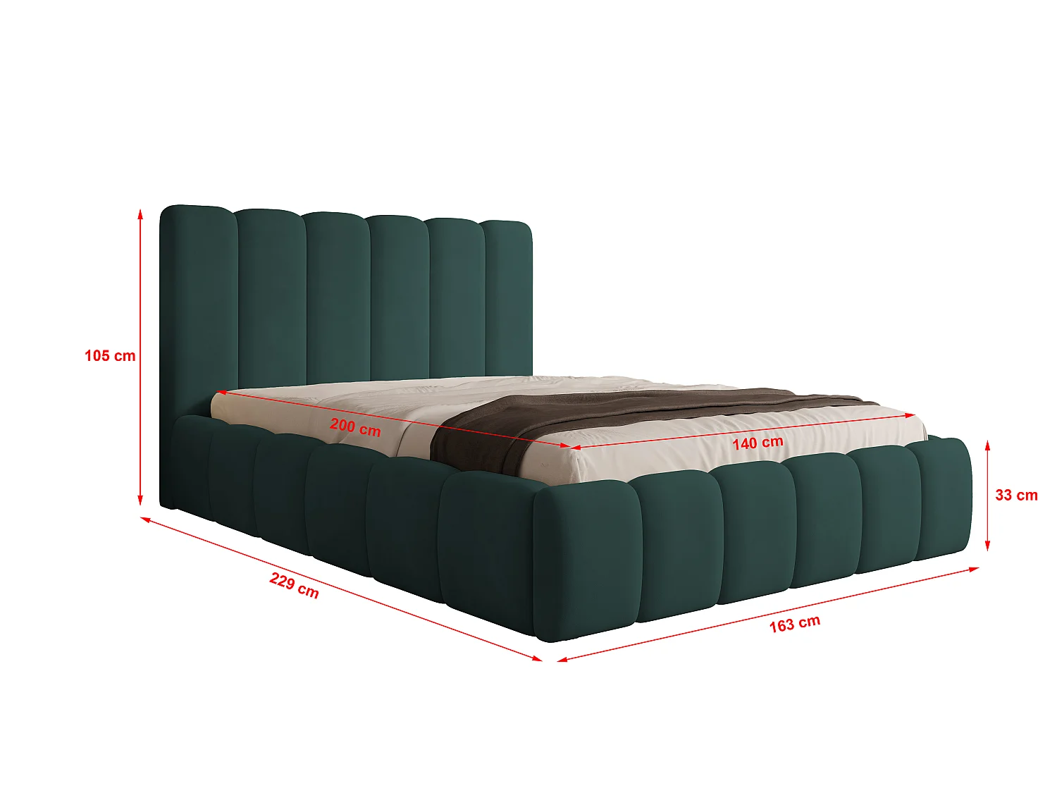 Polsterbett Vilo 140x200 mit Bettkasten und Stabilem Metallgestell