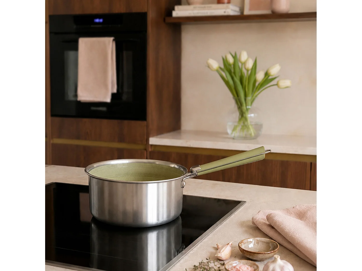 Menastyl - Casserole Aglae 20cm En Acier Inoxydable Vert