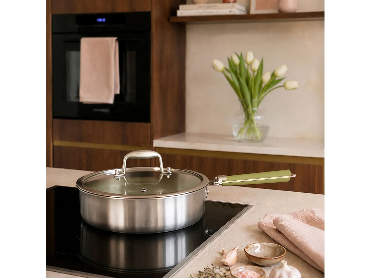Menastyl - Sauteuse Aglae 24cm En Acier Inoxydable Vert