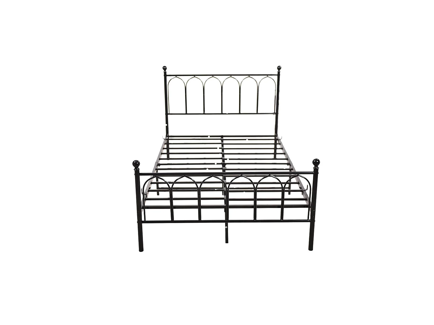 Doppelbett 140x200 cm, Lattenrost, Gestell aus schwarzem Metall, ohne Matratze