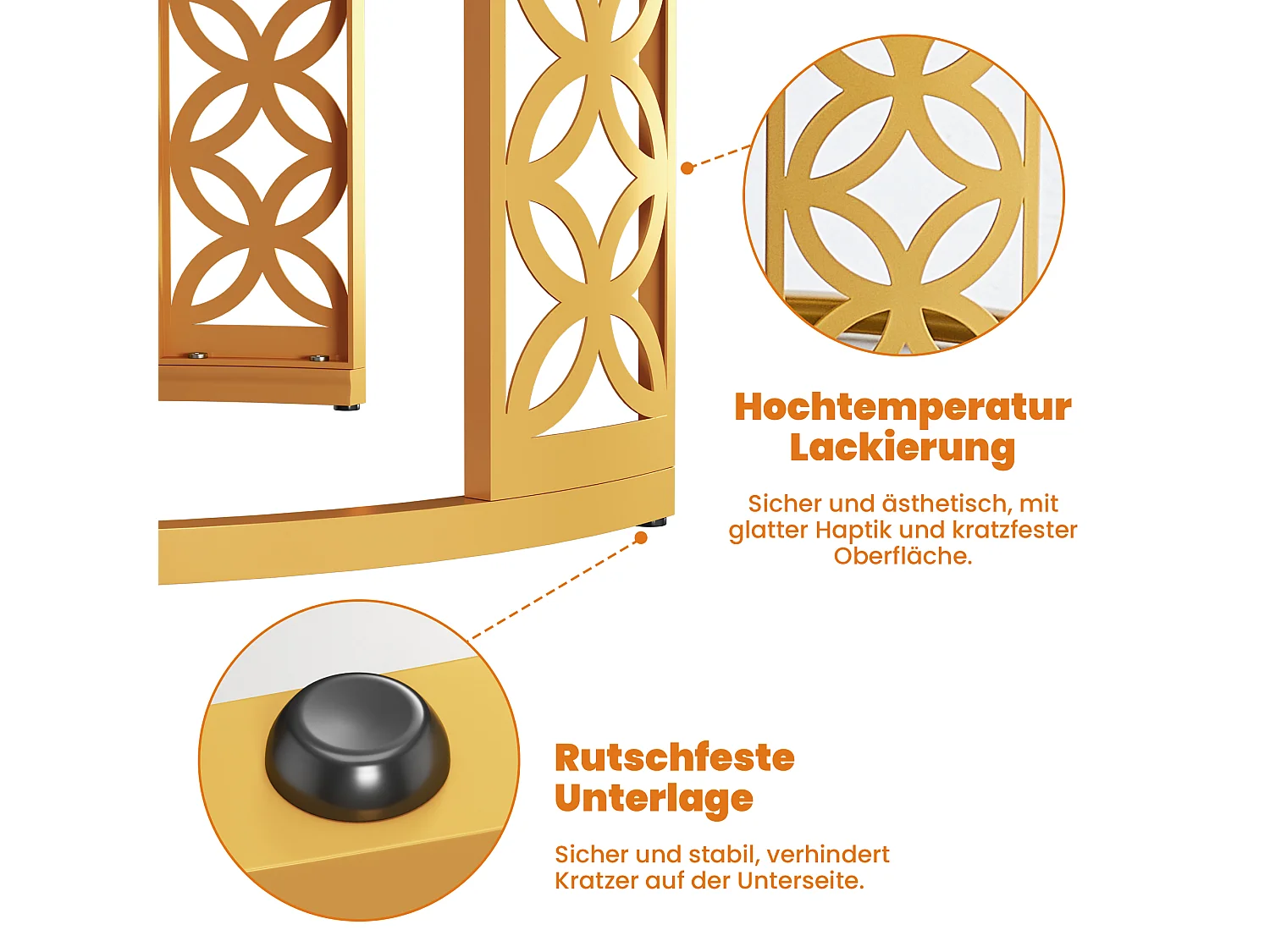 Set van 2 nestbare salontafels wit en goud marmereffect, MDF-bladen en metalen structuur, afmetingen 70/45 cm