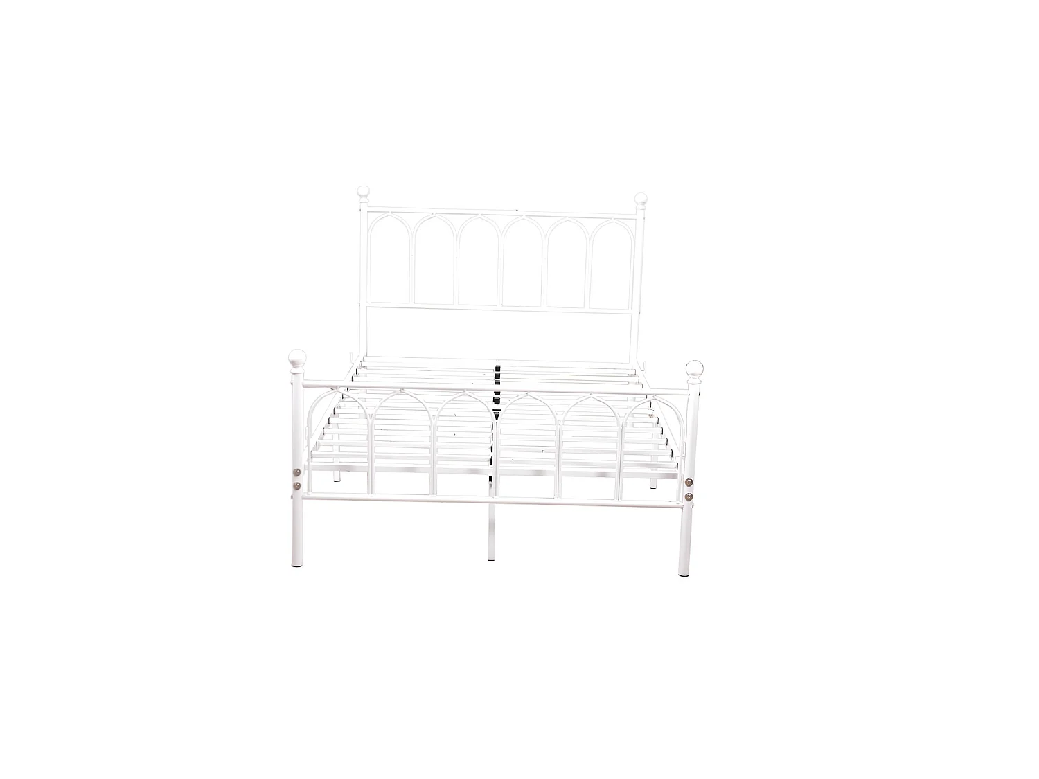 Lit simple pour enfant 90x200 cm, sommier à lattes, structure métal blanc, sans matelas