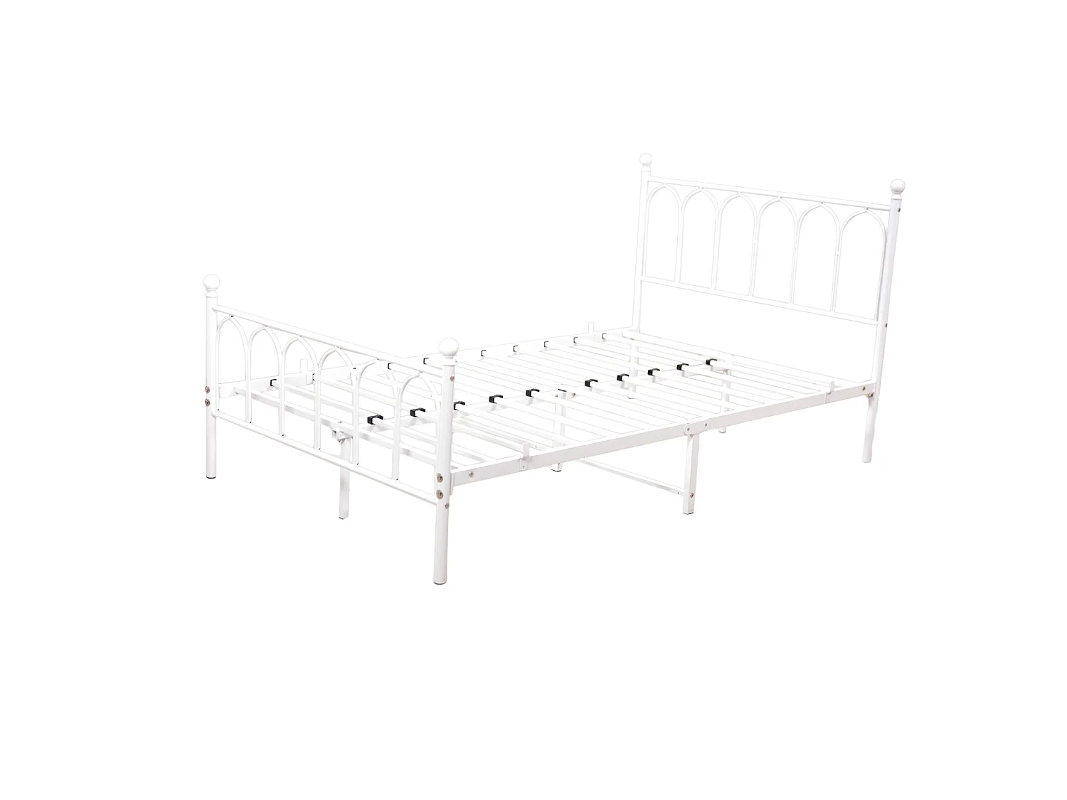 Lit simple pour enfant 90x200 cm, sommier à lattes, structure métal blanc, sans matelas