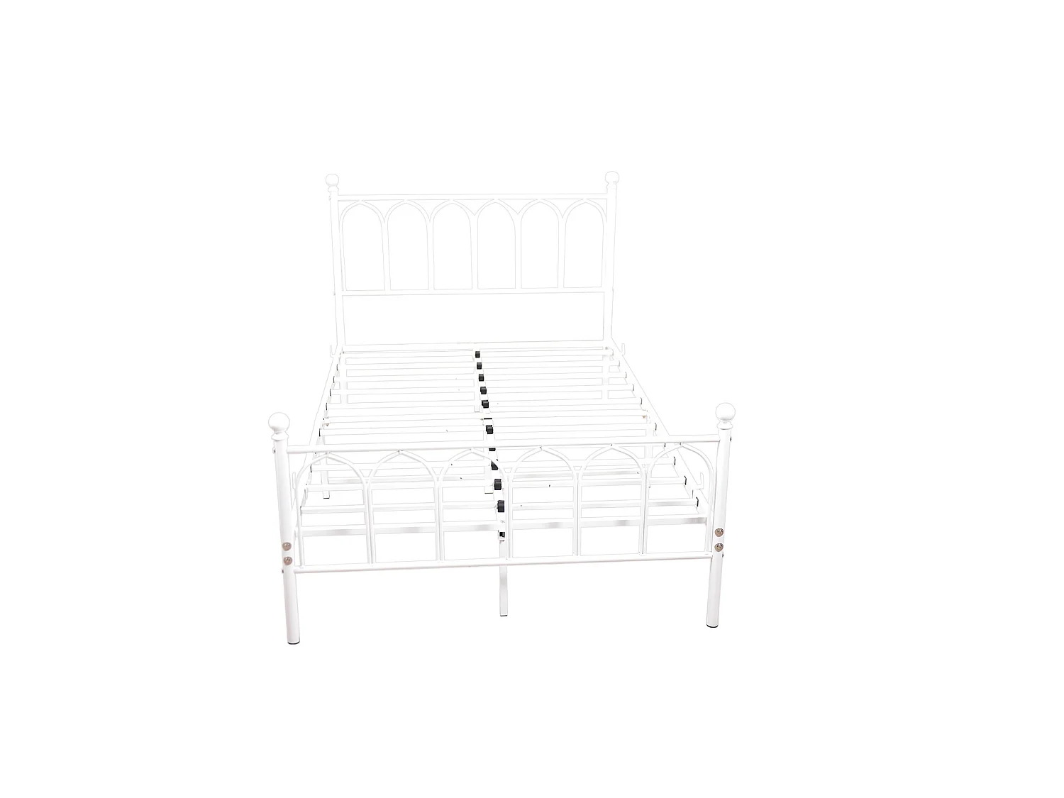 Lit simple pour enfant 90x200 cm, sommier à lattes, structure métal blanc, sans matelas