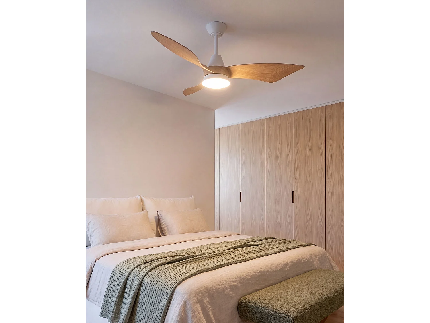 Ventilateur de plafond avec lampe HAINES Avec télécommande LED Blanc