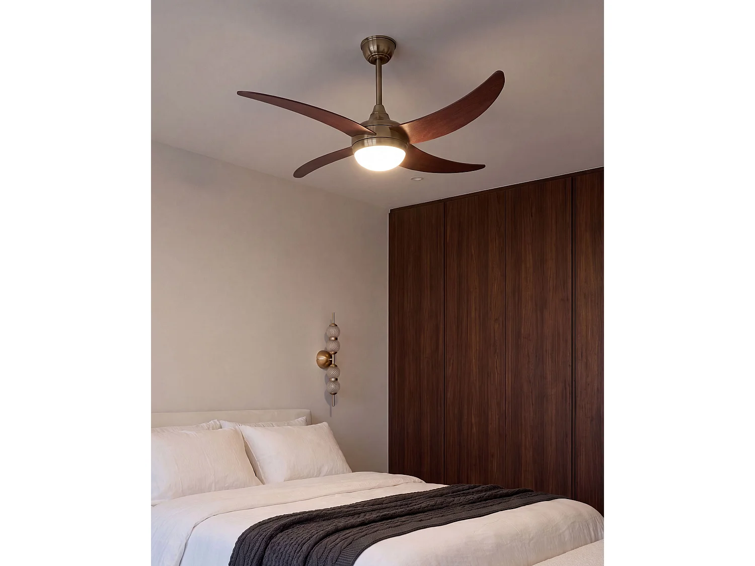 Ventilateur de plafond avec lampe CHACANA Avec télécommande LED Laiton