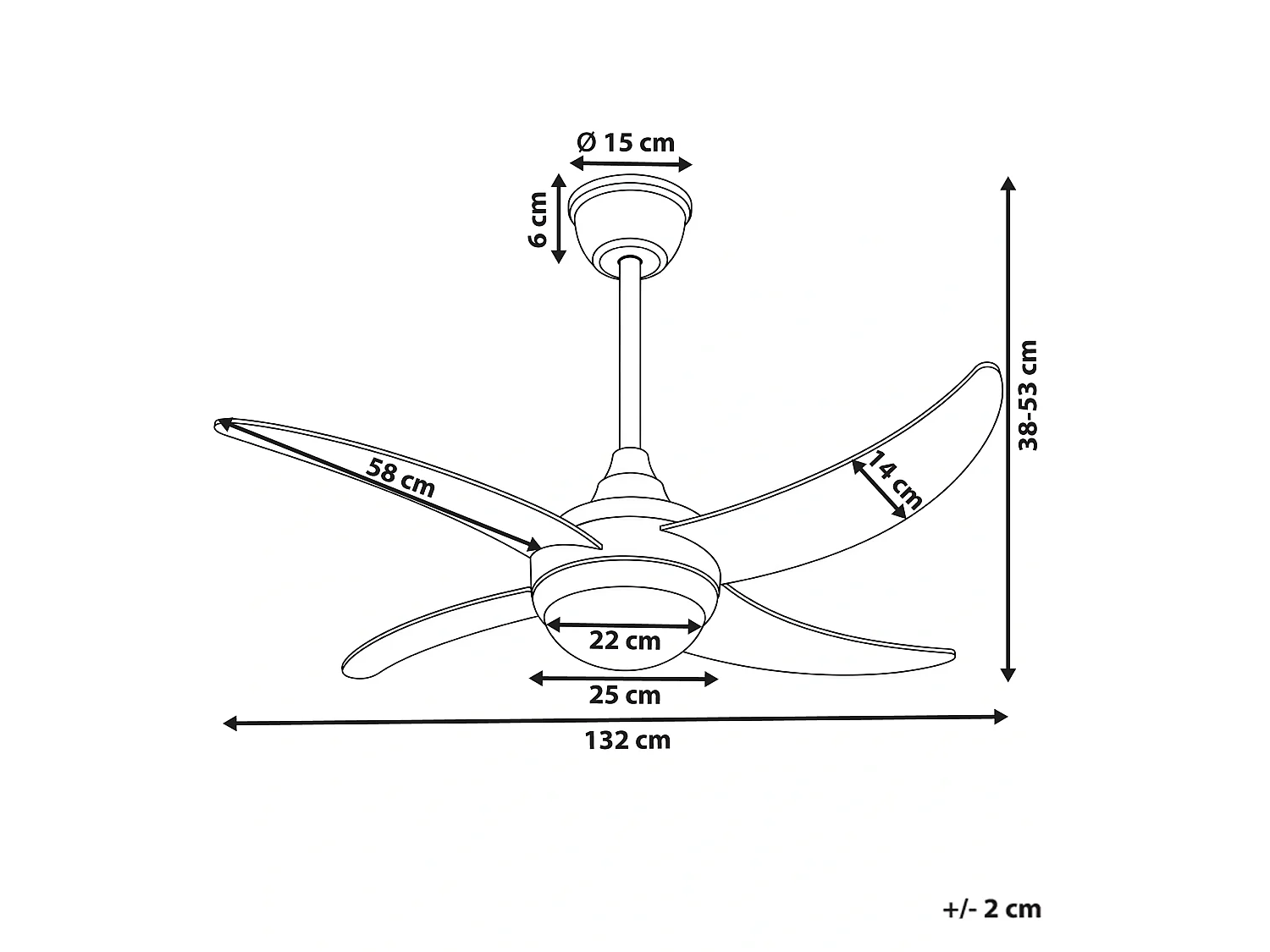 Ventilateur de plafond avec lampe CHACANA Avec télécommande LED Laiton