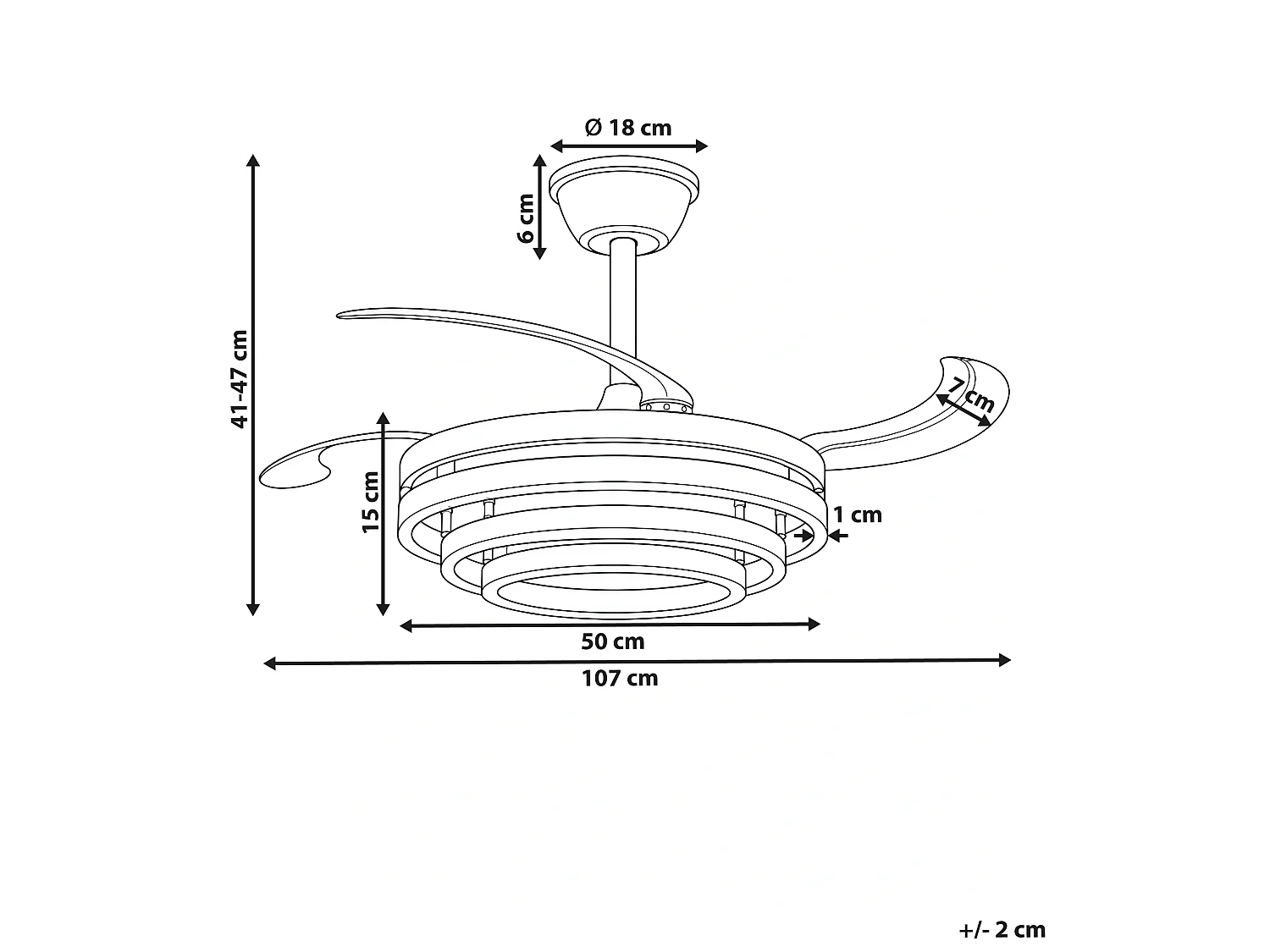 Ventilateur de plafond avec lampe AUCILLA Avec télécommande LED Doré