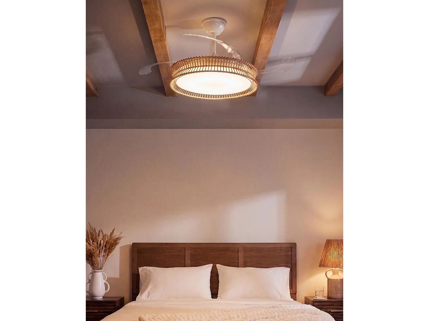 Ventilateur de plafond avec lampe OLETA Avec télécommande LED Blanc