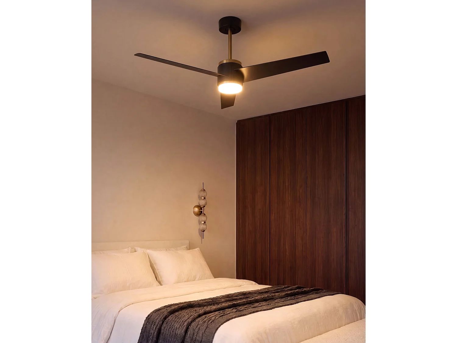 Ventilateur de plafond avec lampe TROUT Avec télécommande LED Noir
