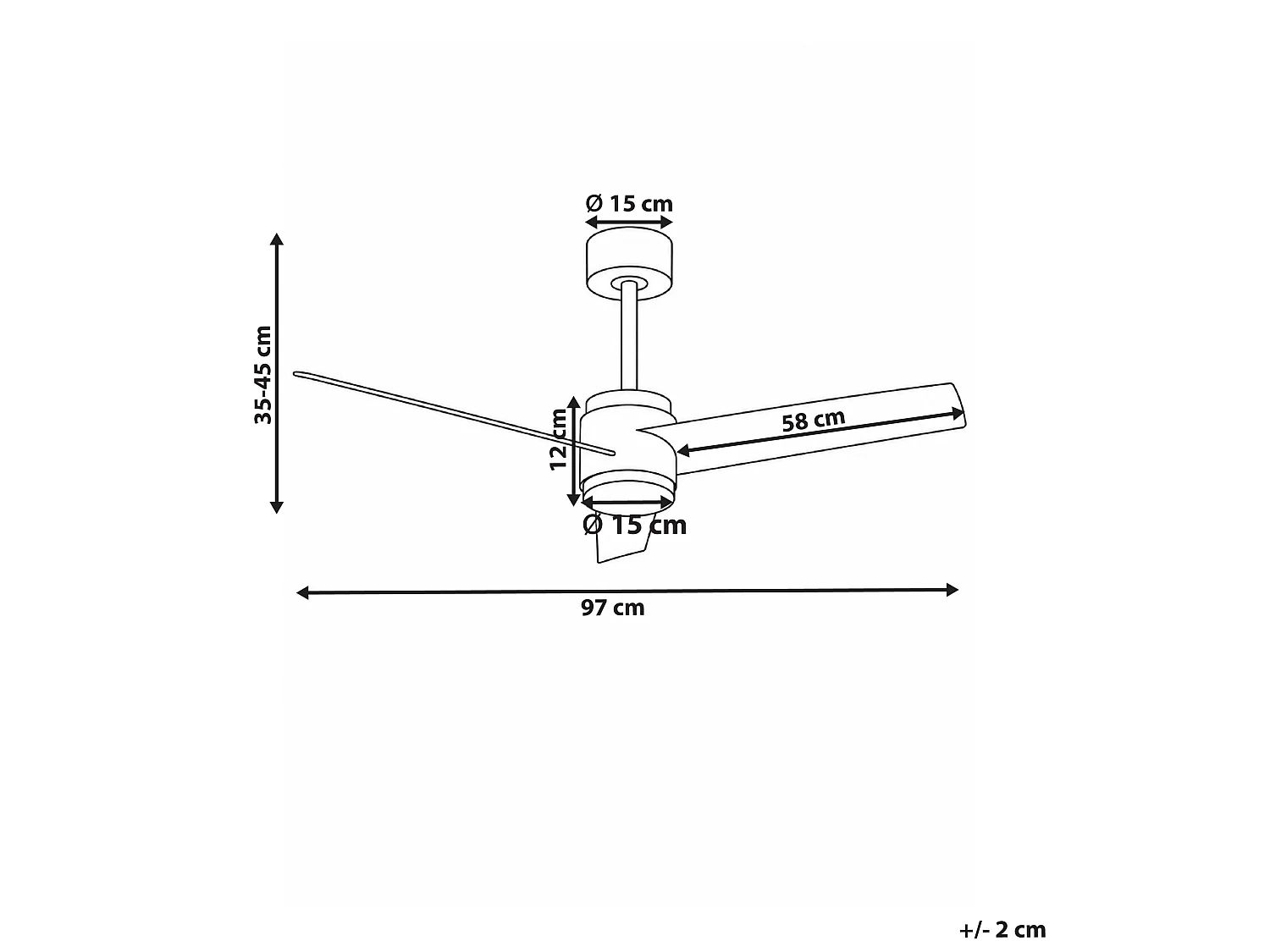 Ventilateur de plafond avec lampe TROUT Avec télécommande LED Noir