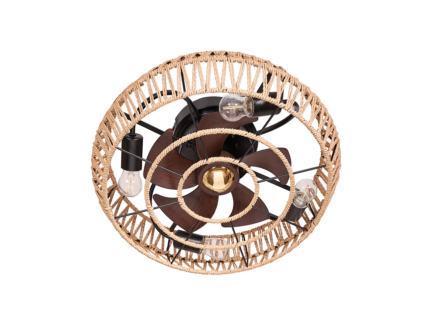 Ventilateur de plafond avec lampe APOPKA Avec télécommande Naturel