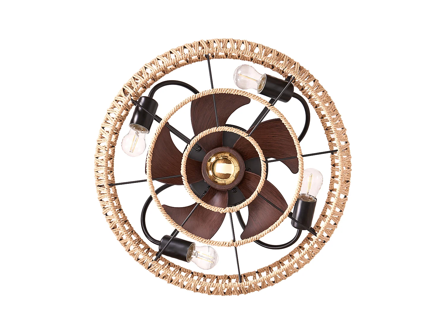 Ventilateur de plafond avec lampe APOPKA Avec télécommande Naturel