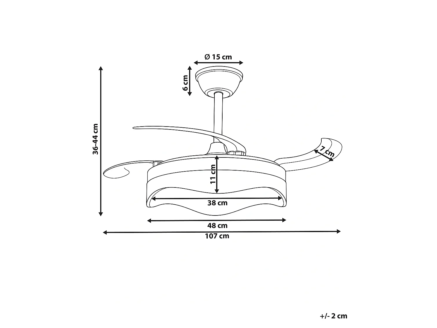Ventilateur de plafond avec lampe ETONIA Avec télécommande LED Noir