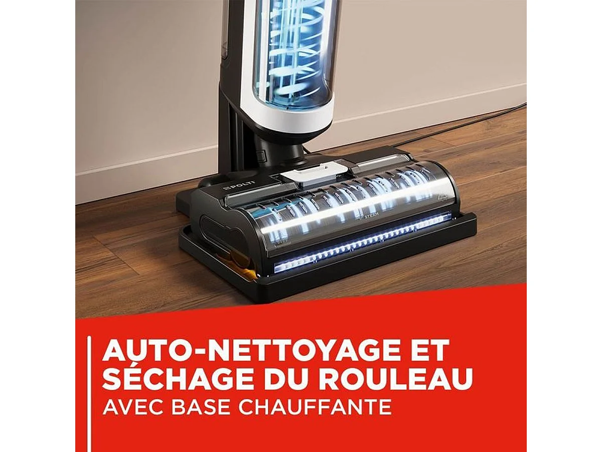 Polti RollySteam WD10C 2-in-1 Stofzuiger en Stoommop met LED-licht en Zelfreinigend Systeem