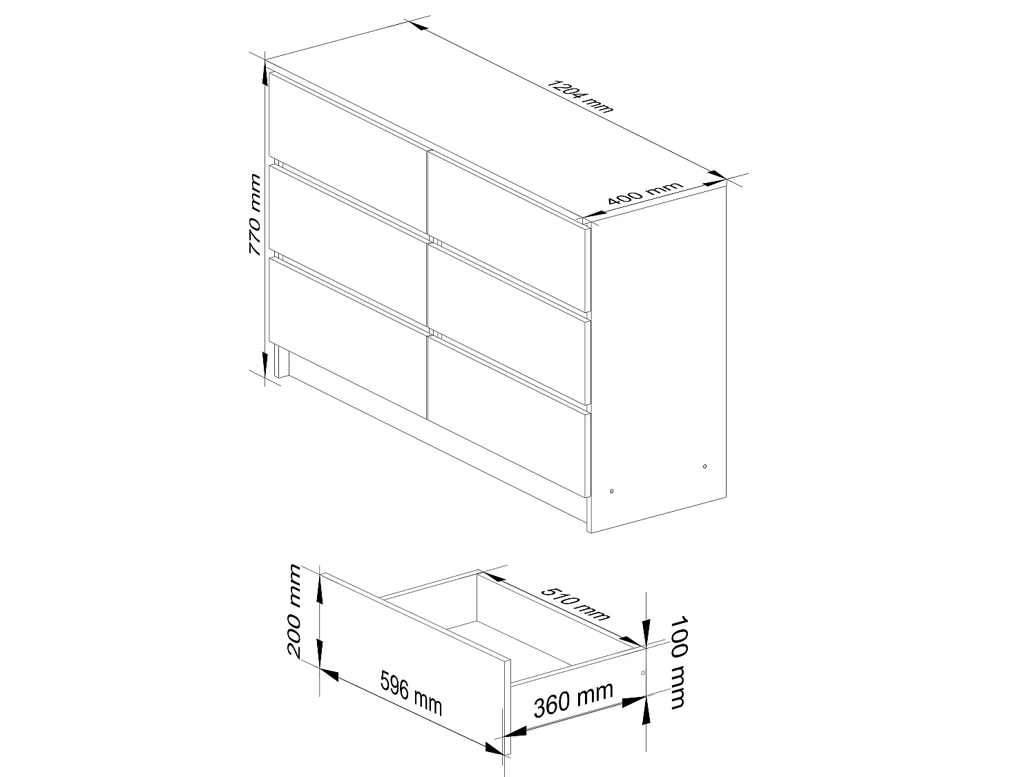 Commode K120 Cachemire 120 cm 6 tiroirs 120x40x77 cm
