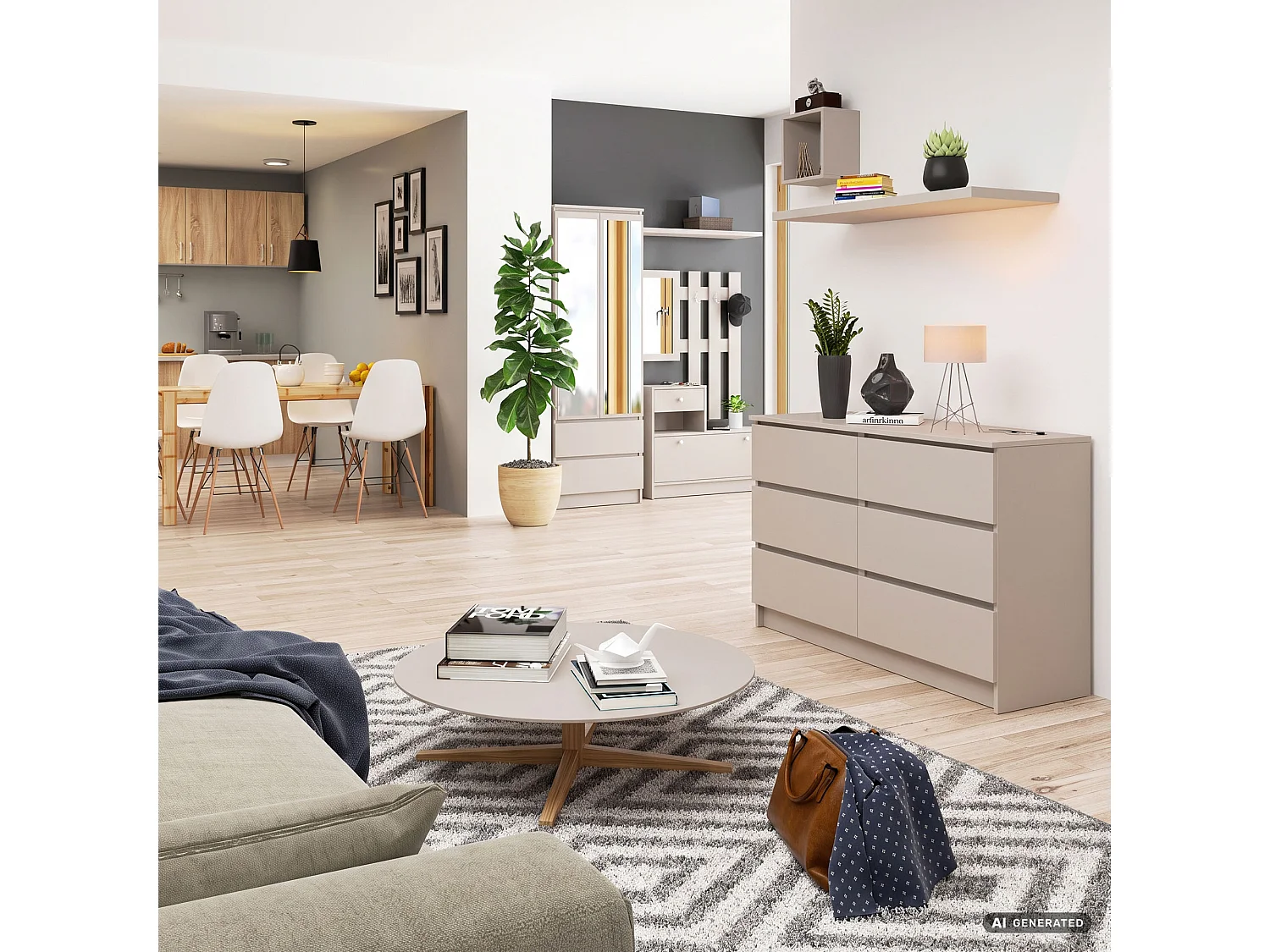 Commode K120 Cachemire 120 cm 6 tiroirs 120x40x77 cm
