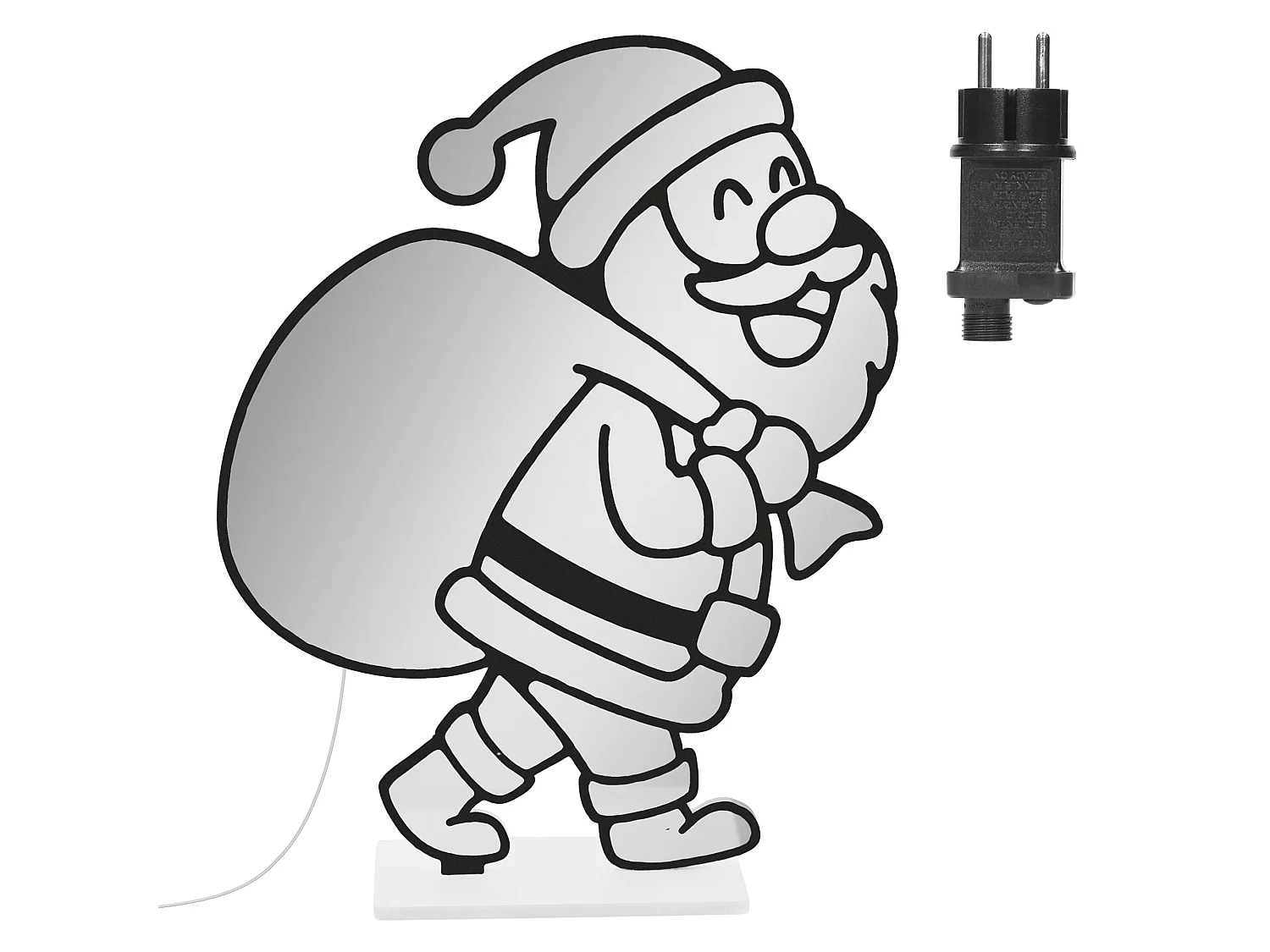 Décoration de Noël lumineuse avec effet miroir infini, figurine 3D double face, Père Noël LED avec sac, lampe décorative d'intérieur, minuterie