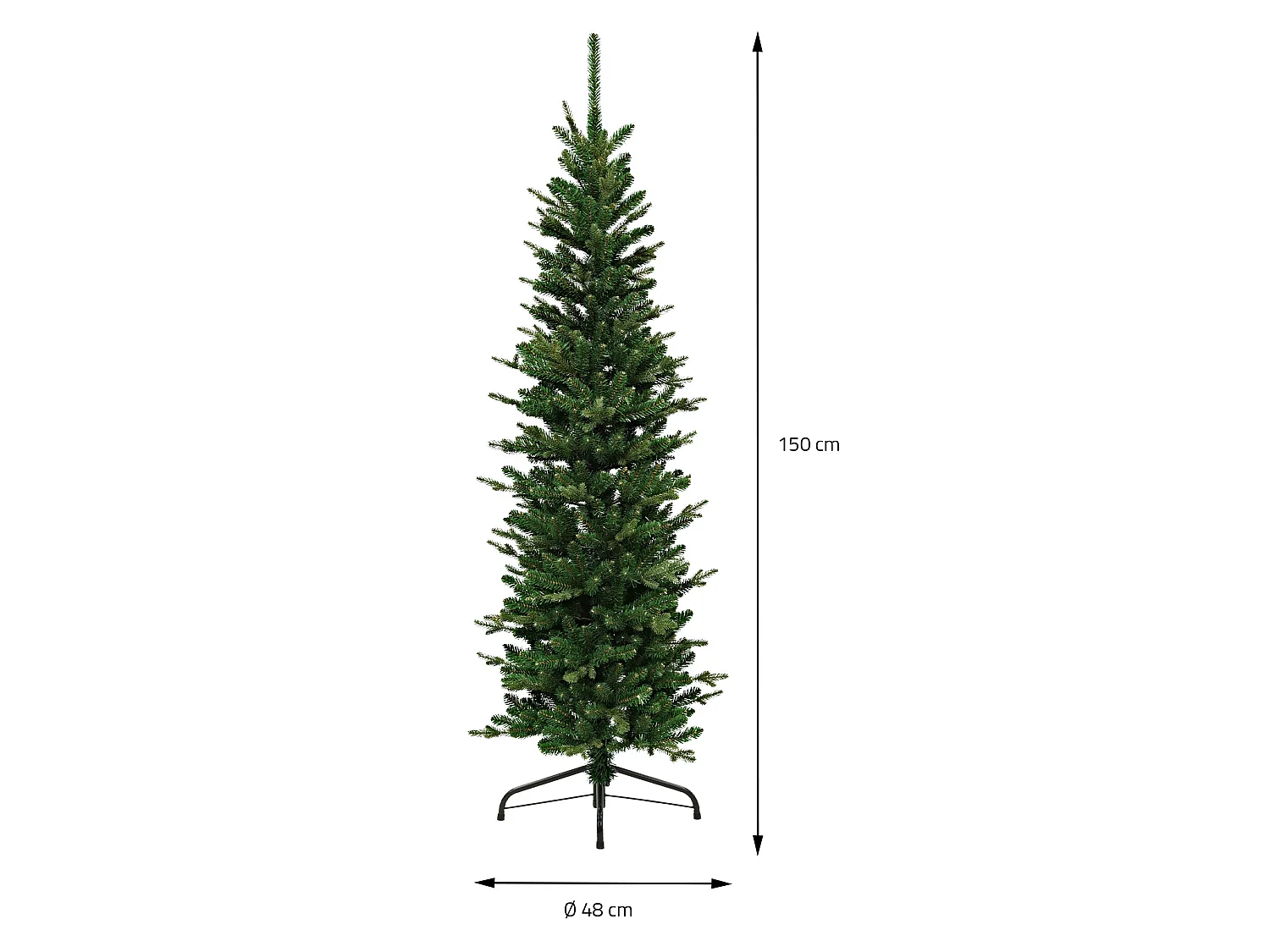 ECD Germany Albero di Natale Slim Artificiale 150 cm Decorazioni Natalizie Albero Natalizio Verde Realistico per Interni con Base Stabile e 689 Rami