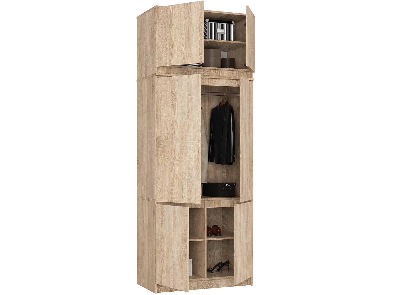 Armadio S90 con sopralzo Sonoma Quercia 90 cm 6 ante 90x51x235 cm