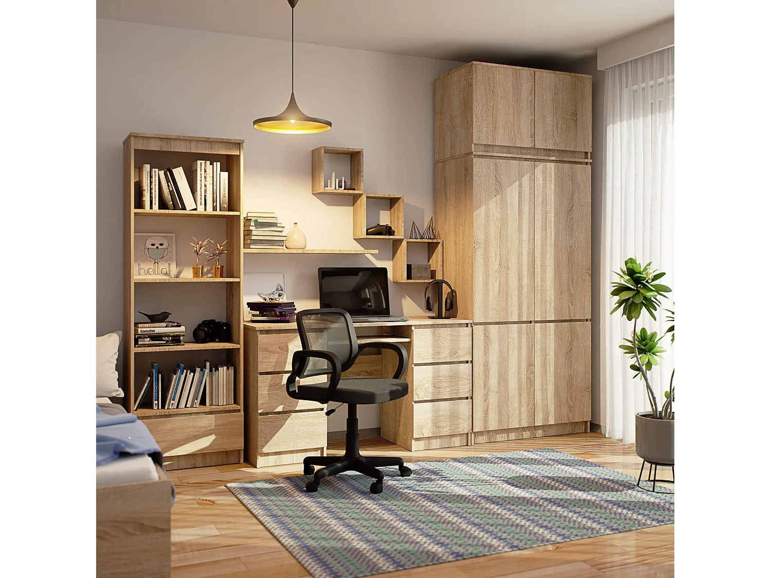Armadio S90 con sopralzo Sonoma Quercia 90 cm 6 ante 90x51x235 cm