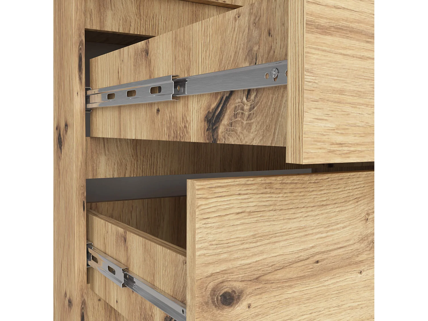 Armario S90 con altillo Roble Artisan 90 cm 2 puertas 2 cajones 90x51x234 cm