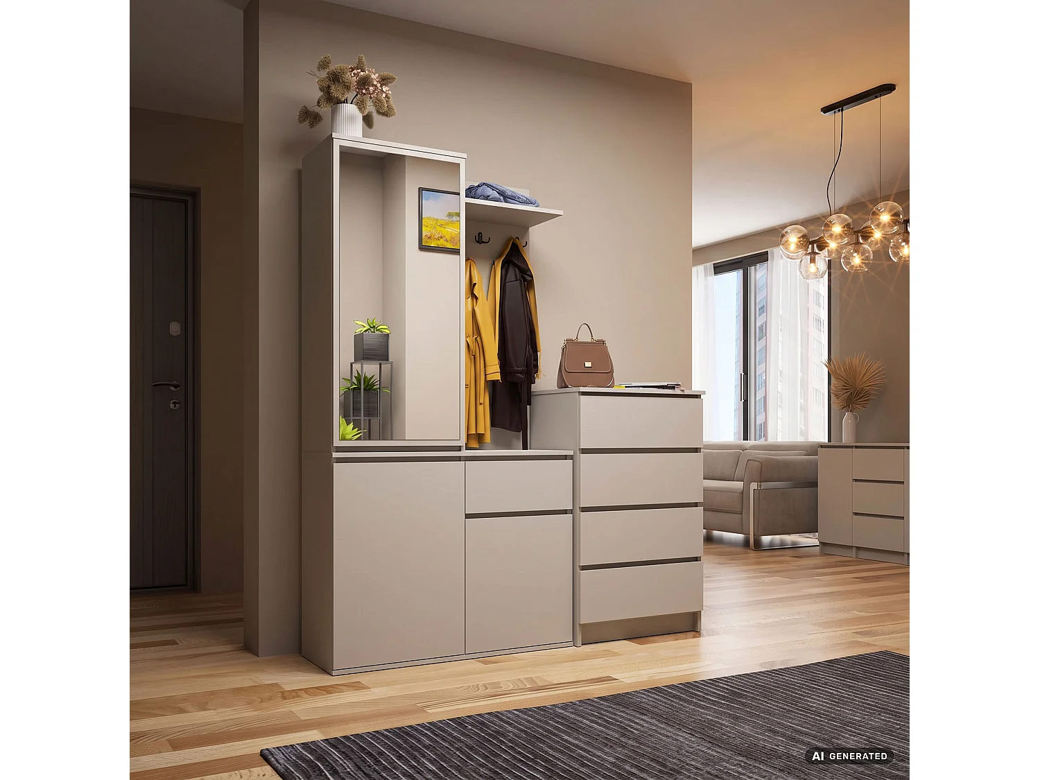 Mueble de recibidor ENTRO Cachemira 95 cm con espejo y zapatero
