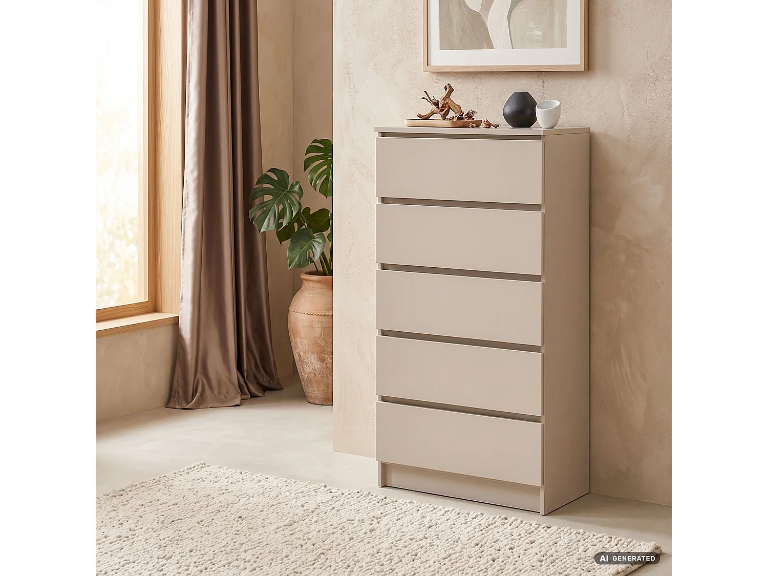 Commode K60 Cachemire 60 cm 5 tiroirs 60x40x121 cm