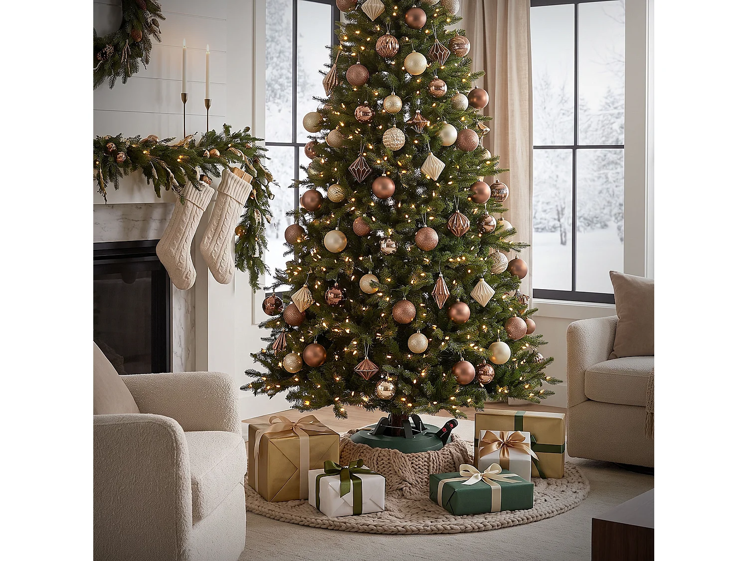 ECD Germany Soporte para árbol de navidad con depósito de agua y pedal, base para árboles de hasta 230 cm altura y tronco de 3-13 Ø cm