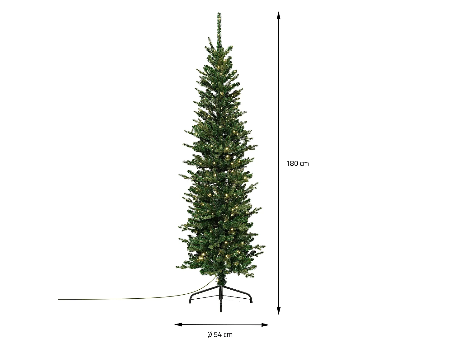 ECD Germany Albero di Natale Slim Artificiale 180 cm con 190 LED Decorazioni Natalizie Albero Verde Realistico per Interni con Base Stabile e 933 Rami