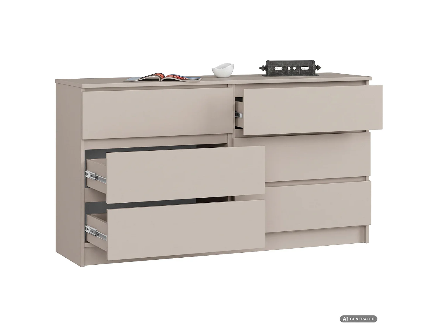 Commode K140 Cachemire 138 cm 6 tiroirs 138x40x77 cm