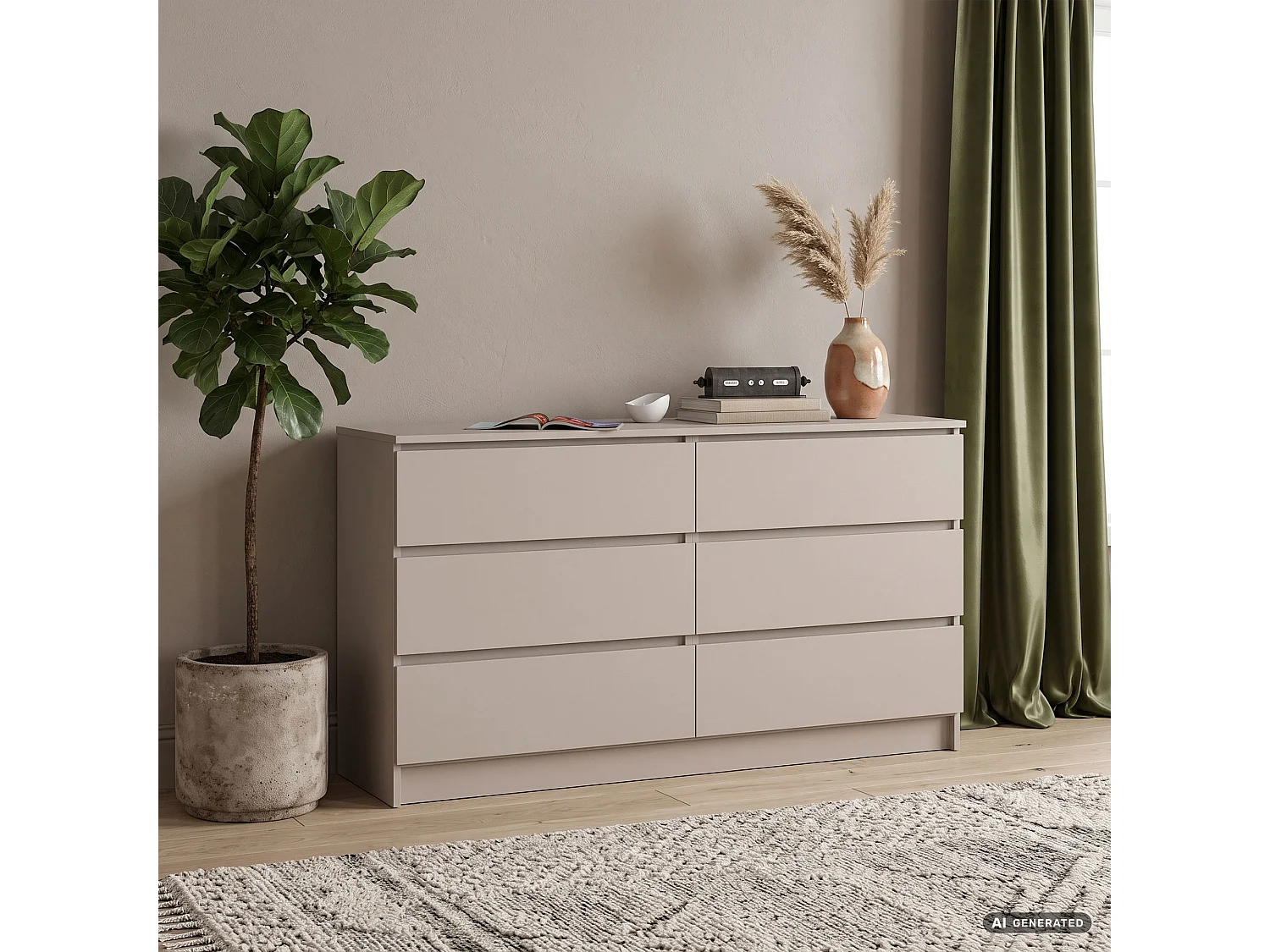 Commode K140 Cachemire 138 cm 6 tiroirs 138x40x77 cm