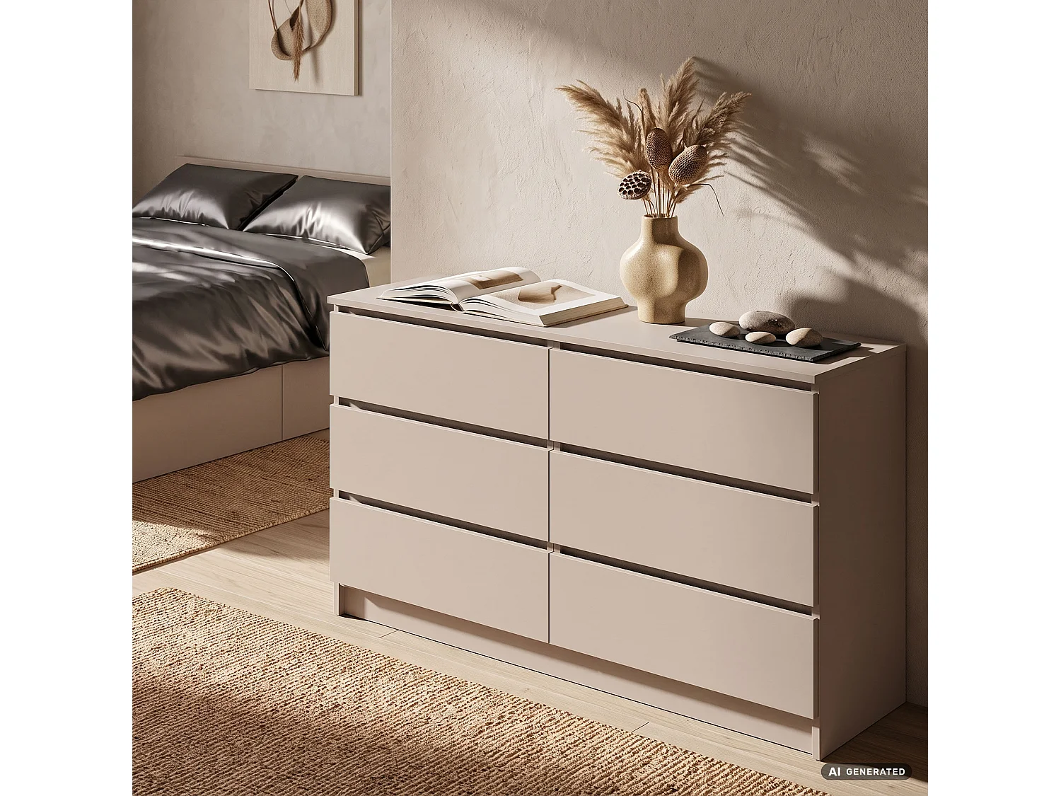 Commode K140 Cachemire 138 cm 6 tiroirs 138x40x77 cm