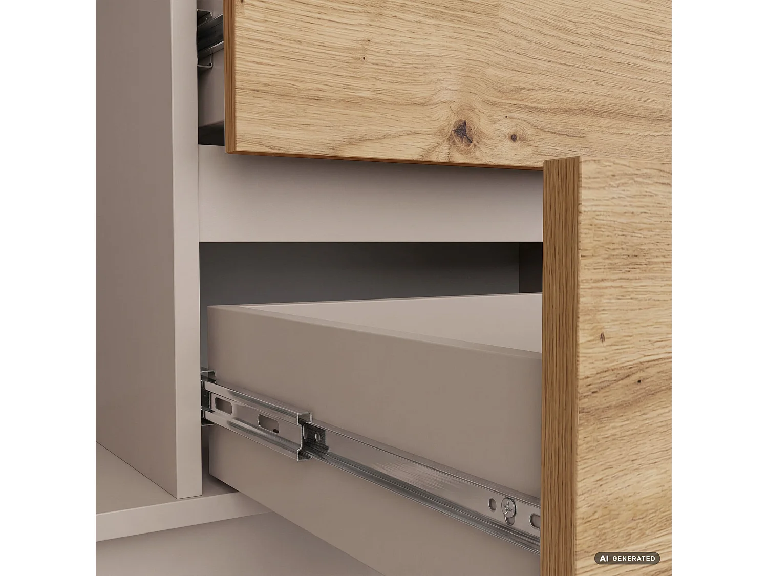 Ladekast K140 / Kasjmier / 138 cm / 2 Deuren / 4 Lades / Kleur Artisan Eiken Mat / 4 Planken / 138 x 40 x 99 cm