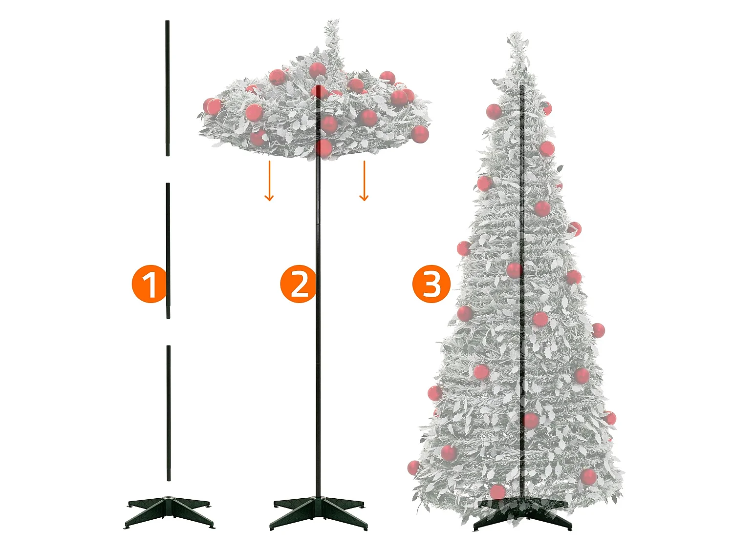 ECD Germany Albero di Natale Pop Up Artificiale 180 cm con Decorazioni a Luci 150LED Bianco Caldo e Ghirlanda Luminosa Incorporata Decorazione Interni