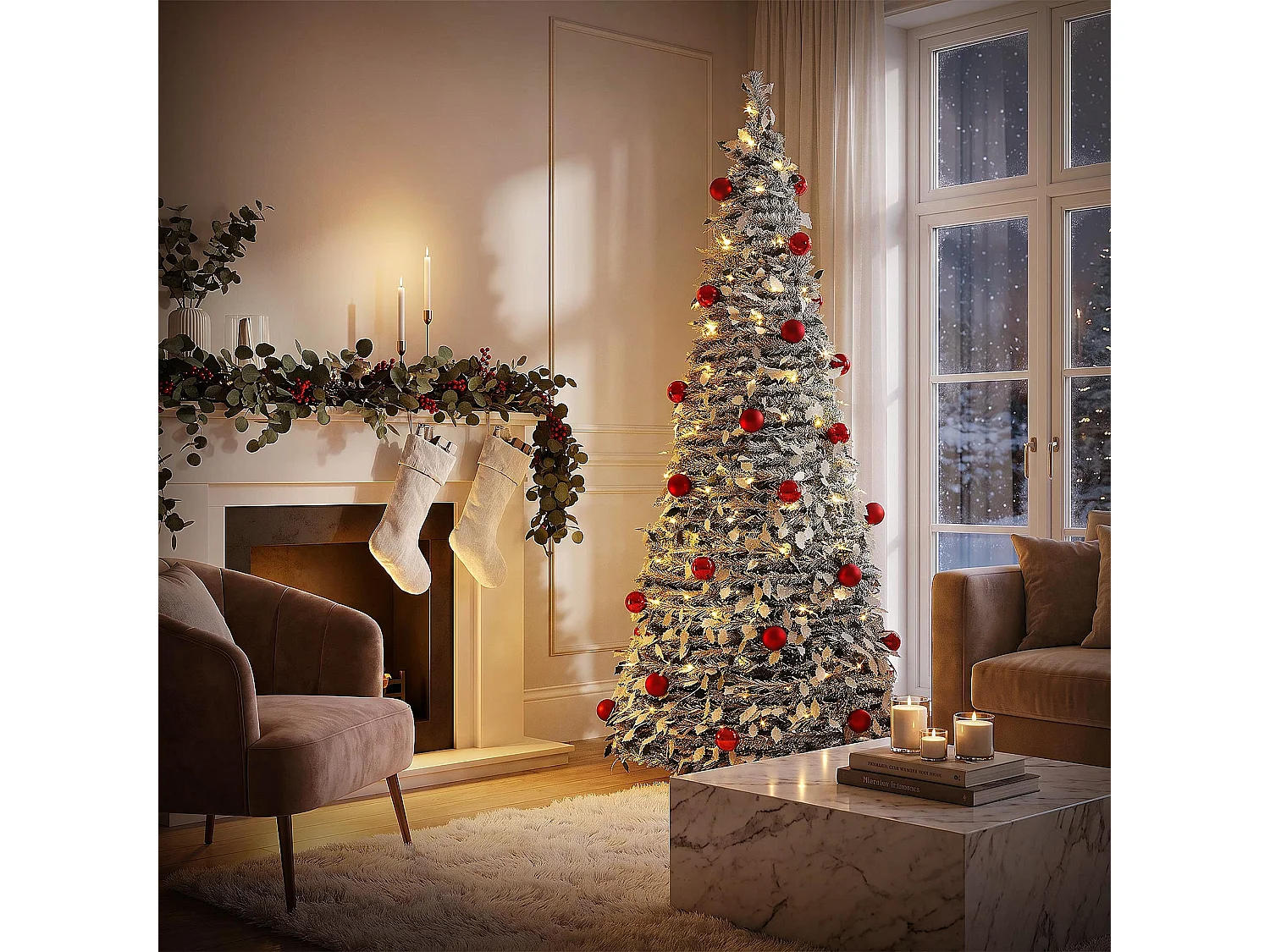 ECD Germany Albero di Natale Pop Up Artificiale 180 cm con Decorazioni a Luci 150LED Bianco Caldo e Ghirlanda Luminosa Incorporata Decorazione Interni
