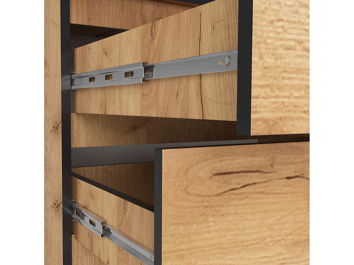 Kledingkast S90 met Opzetkast / Craft Eiken / 90 cm / 2 Deuren / 2 Laden / 90 x 51 x 234 cm