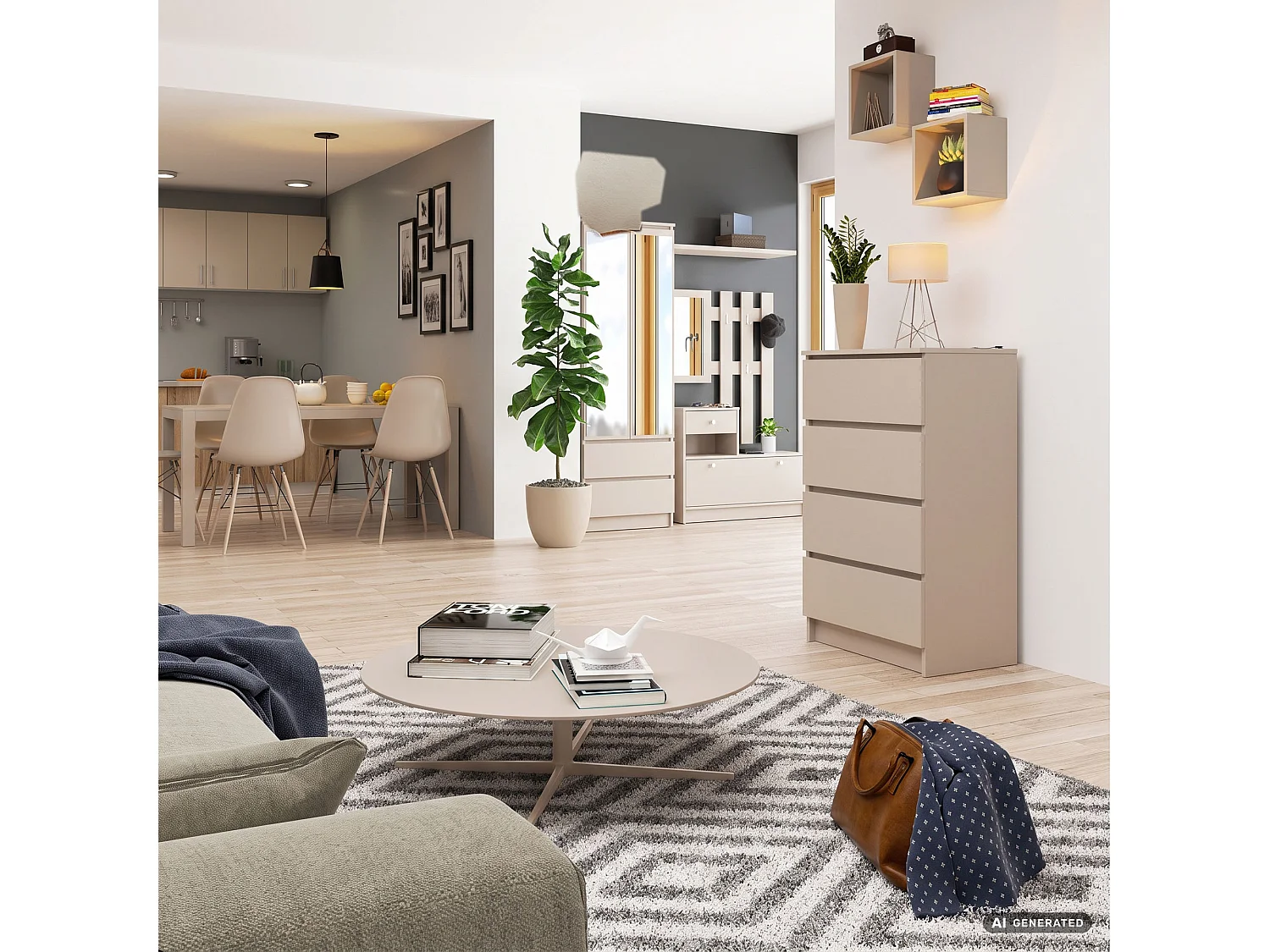 Commode K60 Cachemire 60 cm 4 tiroirs 60x40x99 cm