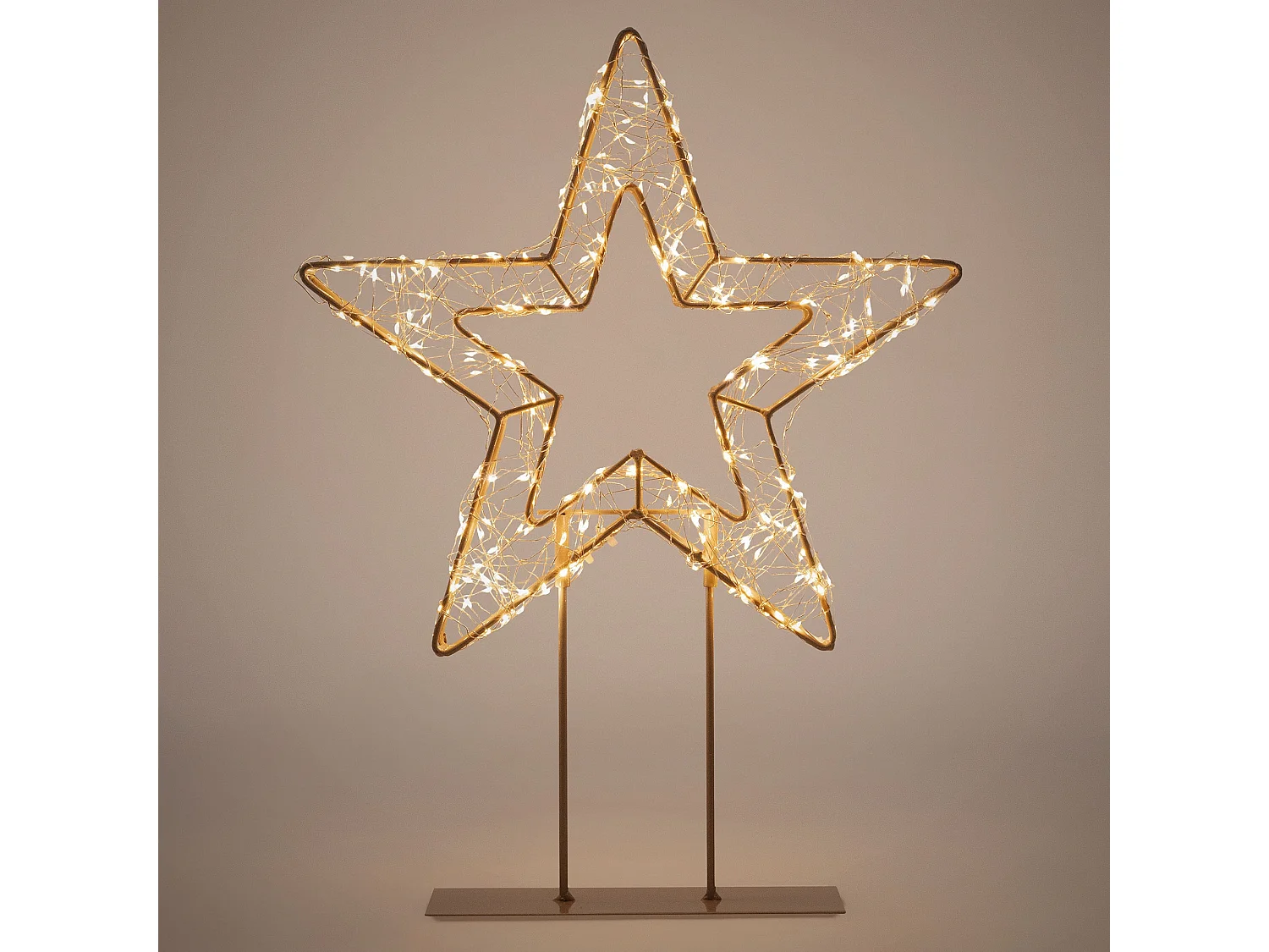 Décoration de Noël, étoile lumineuse sur pied 48,5 cm, 300 LED lumière blanc chaud, silhouette décorative à poser, intérieur et extérieur, minuterie