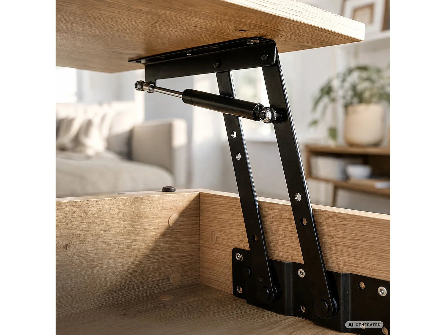 Salontafel DENVER / Artisan Eiken / 92 cm / Liftbaar Tafelblad / Opbergvak / Kasjmier Poten / 92 x 52 x 45 cm
